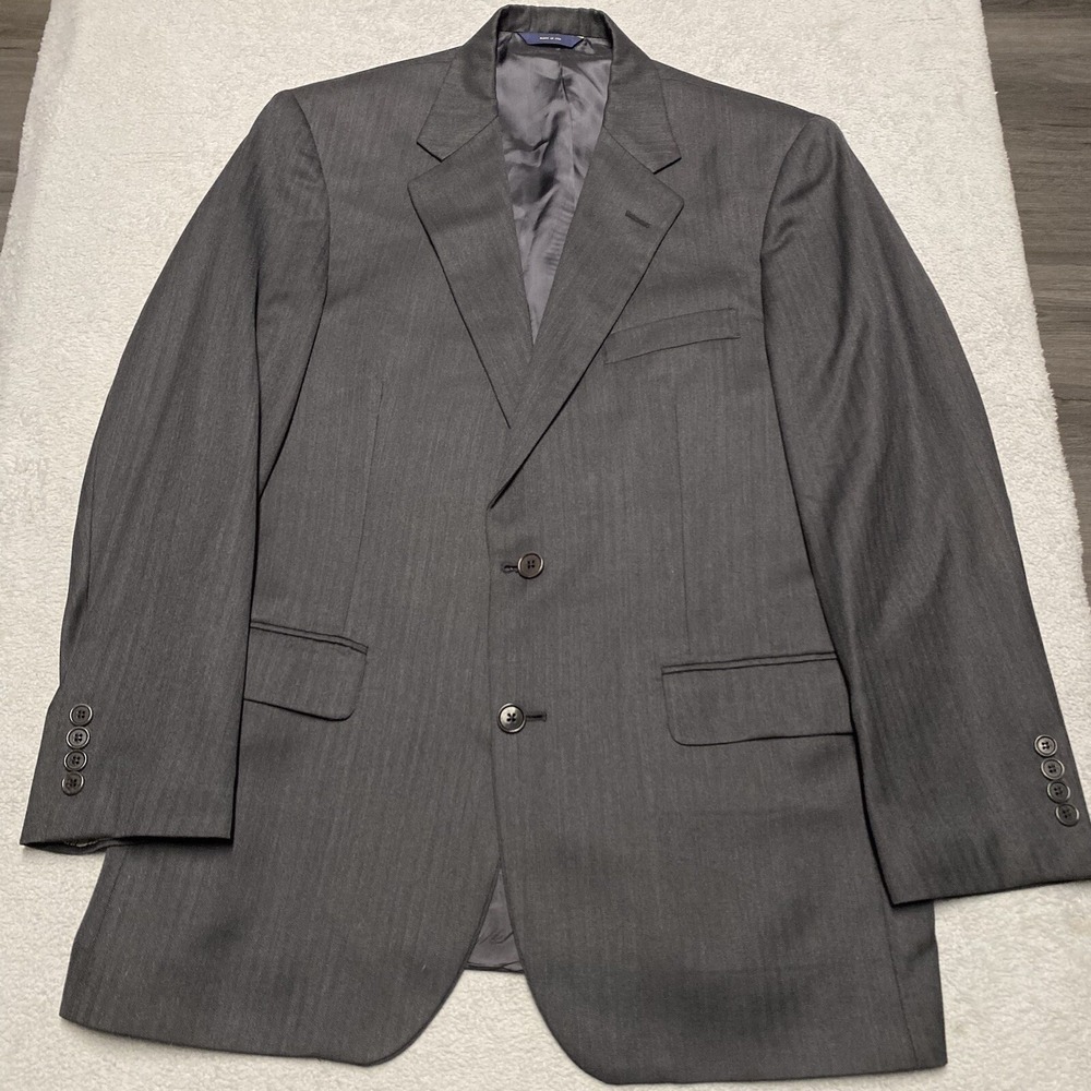 Brooks Brothers Loro Piana Blazer Mens 40R Black Wool Herringbone 1818 Madison